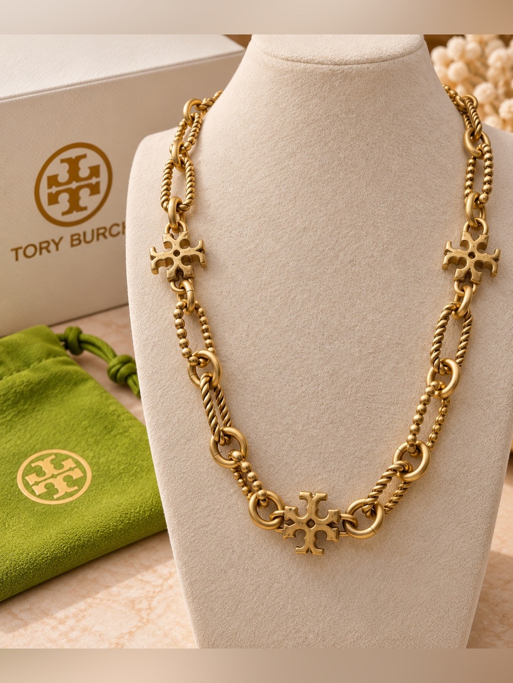 Tory Burch Gold-Tone Icon Link Necklace